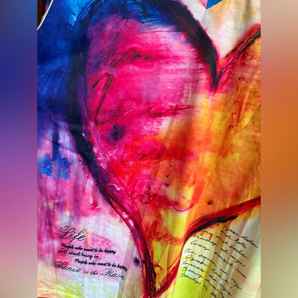 No tag Colorful Heart Print Women's Top NWOT #1466 - Picture 8 of 10
